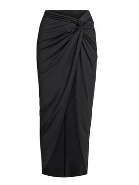 SKIMS Black Knot-Front Swim Sarong